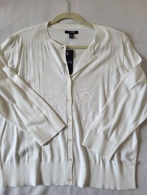 NWT Chaps Icon White Long-Sleeve Button Cardigan Size XXL